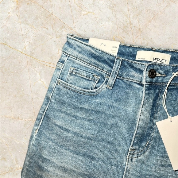 VERVET Haylie High Rise Contrast Hem Crop Skin Skinny Jeans sz 24 New with Tags - Picture 7 of 9